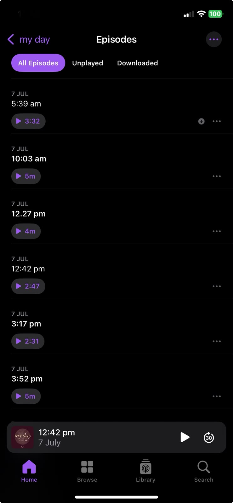 Your private episode feed